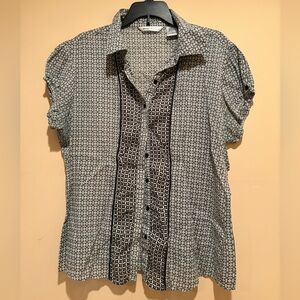 Women's Black and White Button Down Shirt